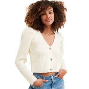 Anthropologie Current Air Puff Sleeve Cardigan